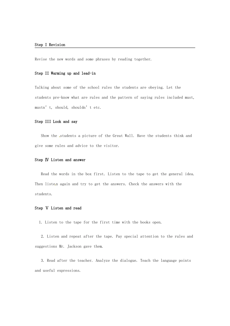 九年级英语下册 Module 5 Unit 1 You must keep to the path教案 外研版_第3页