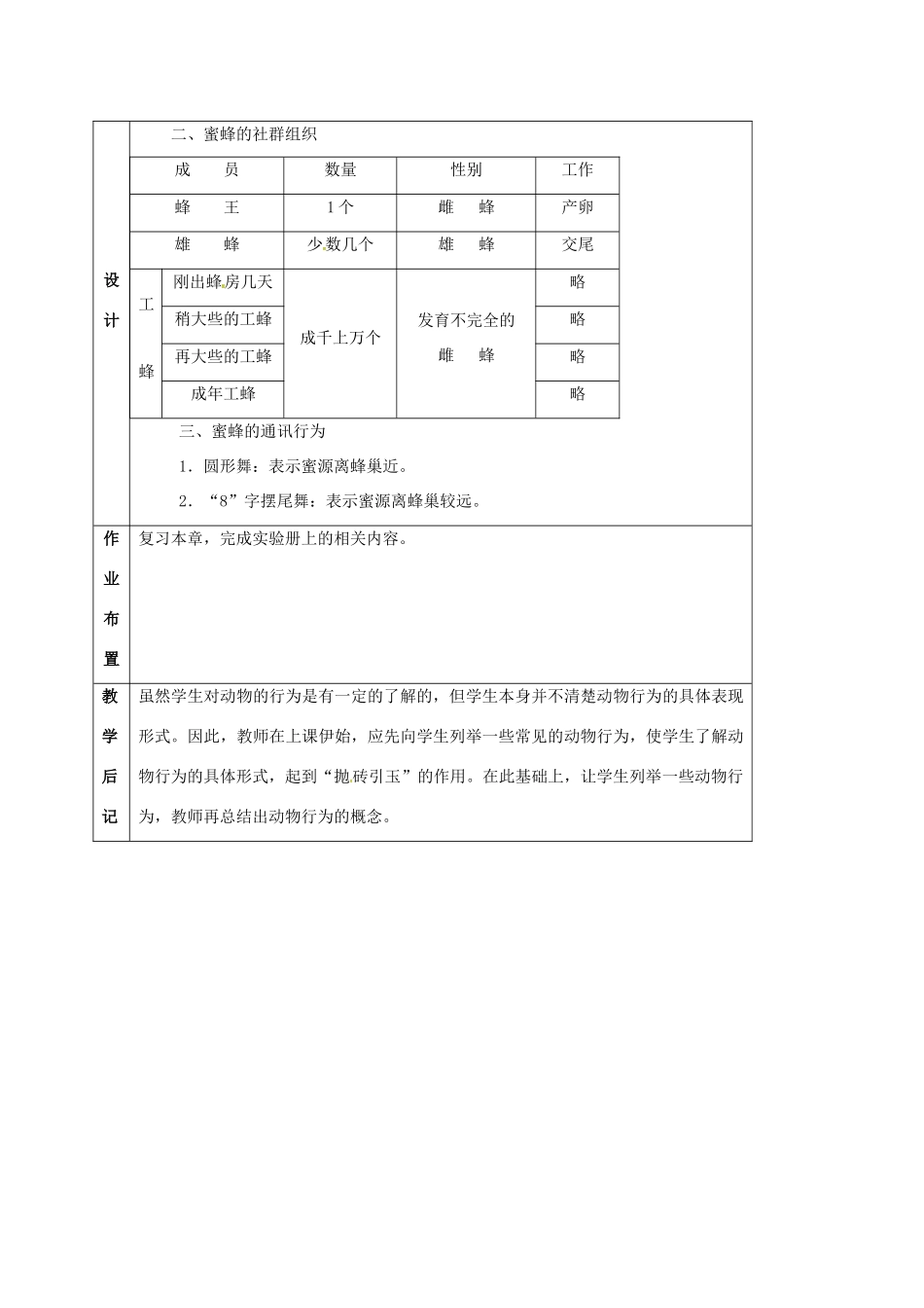 八年级科学下册 7.1 动物的行为教案 （新版）华东师大版-（新版）华东师大版初中八年级下册自然科学教案_第3页