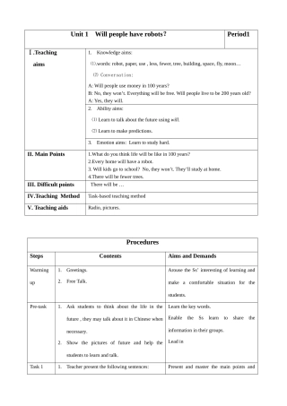 八年级英语Unit1Will people have robots教案1-7