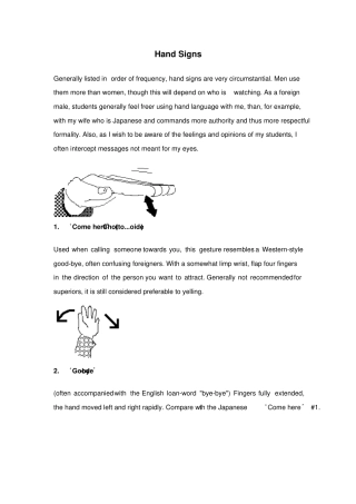 2017-2018学年人教课标高一英语必修4背景资料：Unit4Bodylanguage拓展阅读HandSigns