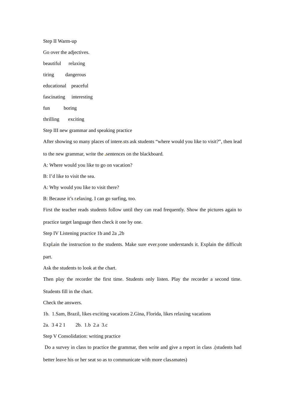 八年级英语下册：Unit 6 Where would you like to visit？教案1鲁教版_第2页