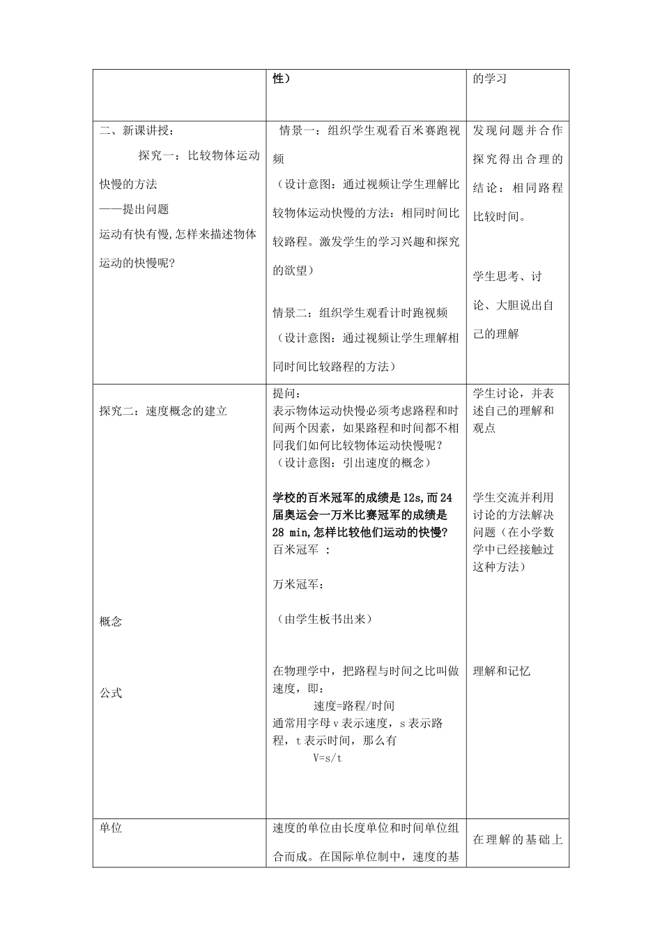 八年级物理上册 第一章 机械运动 三、运动的快慢名师教案1 人教新课标版_第2页