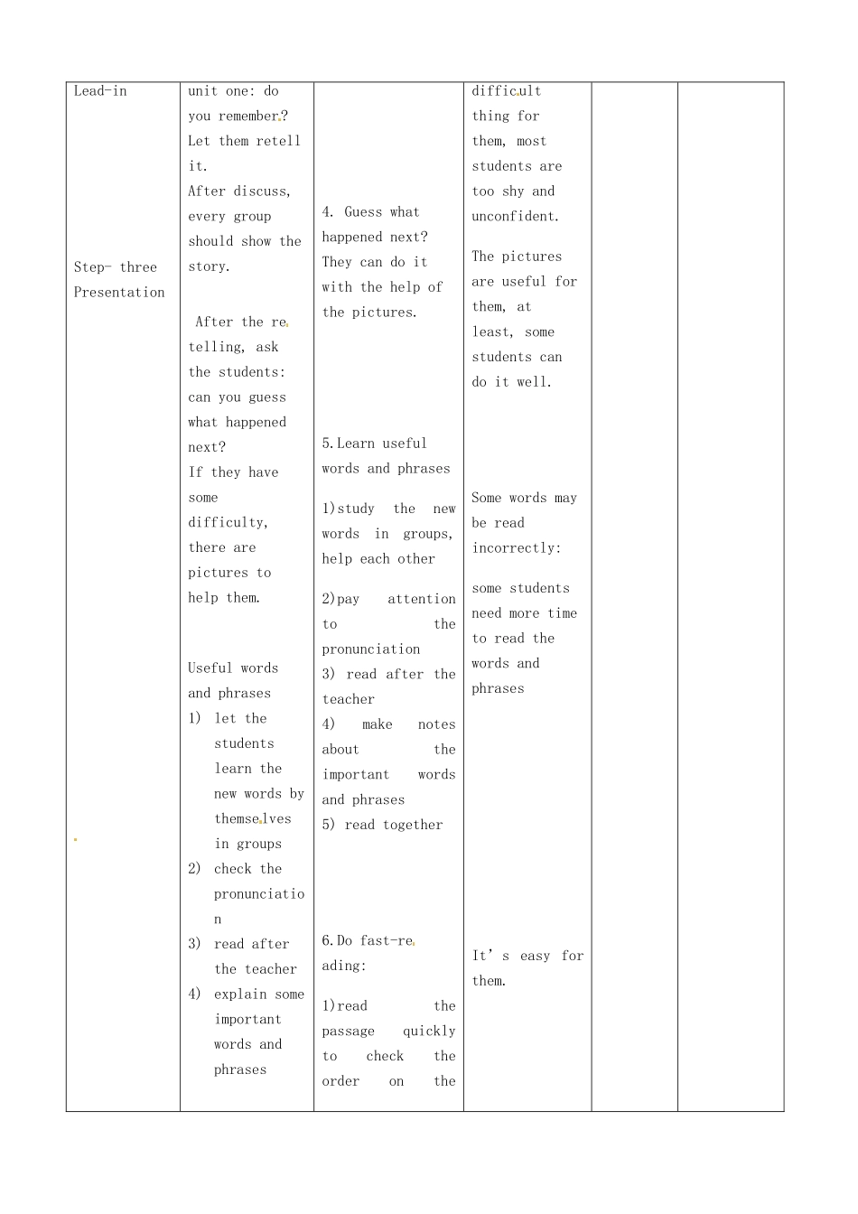 四川省华蓥市明月镇七年级英语下册 Module 8 Story Time Unit 2 Goldilocks hurried out of the house教案 （新版）外研版_第3页