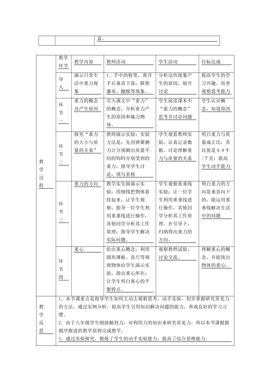 八年级物理下册 第六章 第3节《重力》教学设计2 （新版）鲁教版_第2页
