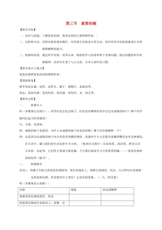 九年级科学上册《1.3 重要的碱》（课时1）教案 华东师大版-华东师大版初中九年级上册自然科学教案