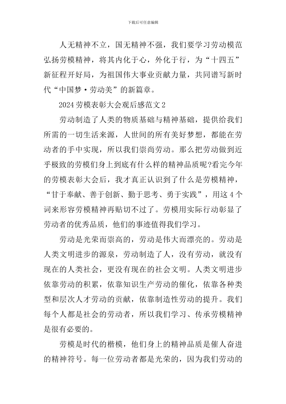 2024全国劳模表彰大会观后感心得感悟_第3页