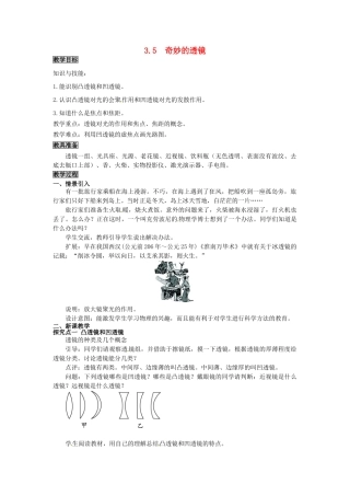 八年级物理上册 第3章 光和眼睛 第5节 奇妙的透镜教案 粤教沪版-粤教沪版初中八年级上册物理教案