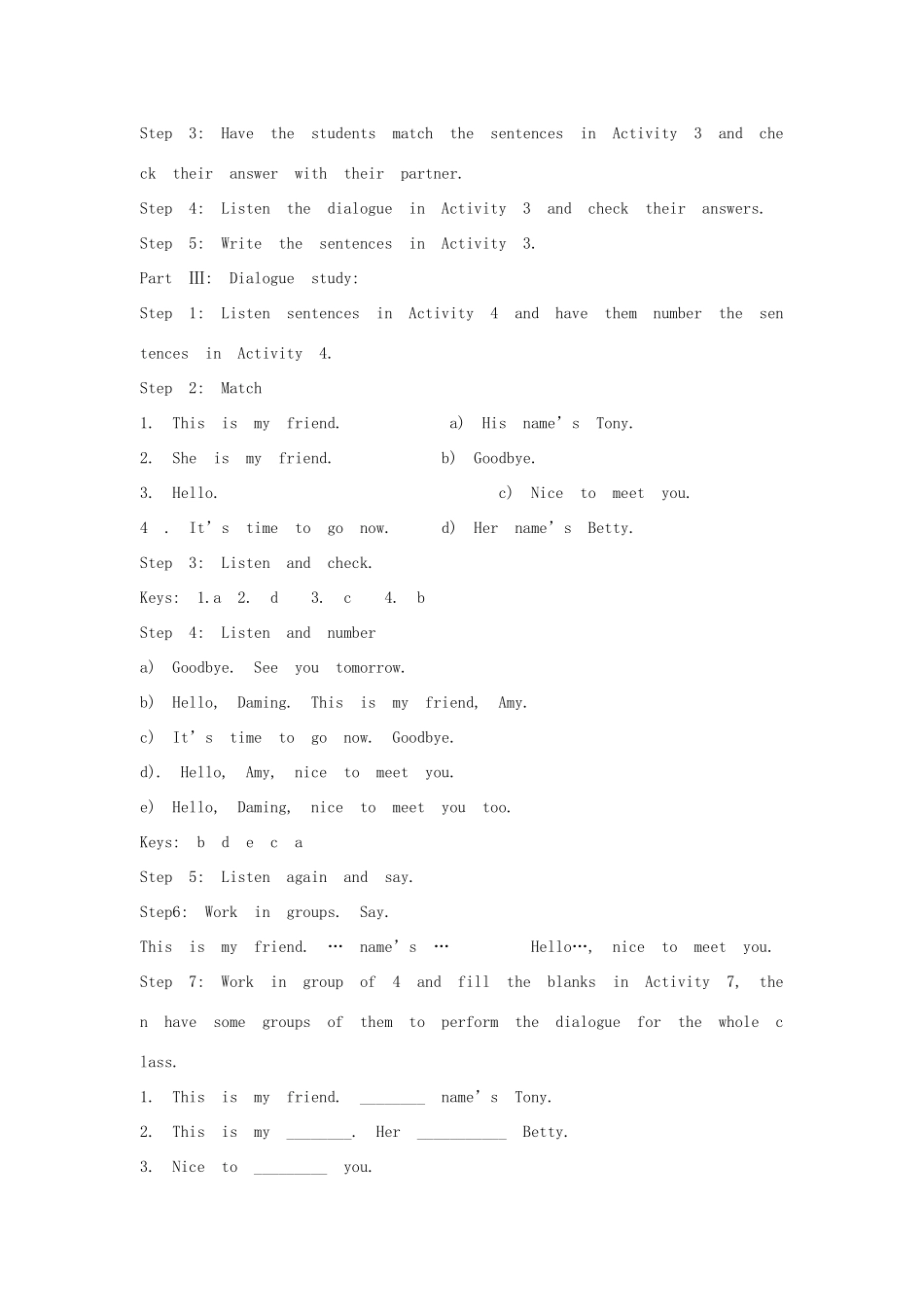 七年级英语上册 Starter Module 1 My teacher and my friends Unit 3 This is my friend教案 （新版）外研版-（新版）外研版初中七年级上册英语教案_第2页