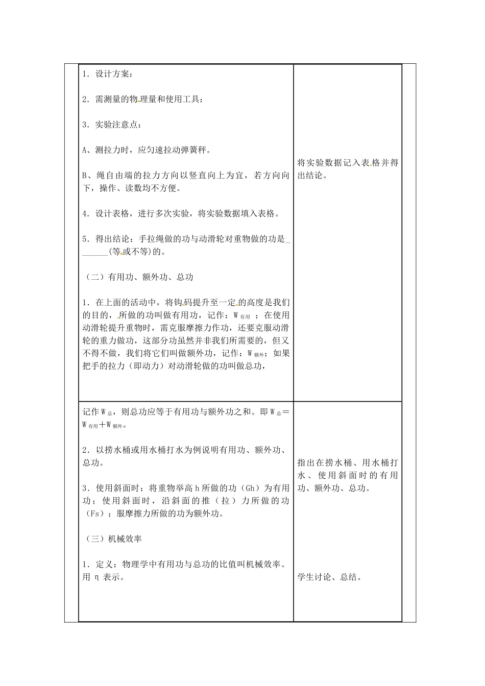 九年级物理 9.4 机械效率复习教案 鲁教版五四制-鲁教版五四制初中九年级全册物理教案_第2页