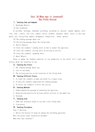 九年级英语全册 Unit 10 When was it invented？The Fifth Period教案 人教新目标版