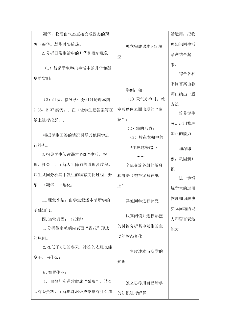 八年级物理上册 2.4 升华和凝华教案 苏科版-苏科版初中八年级上册物理教案_第3页