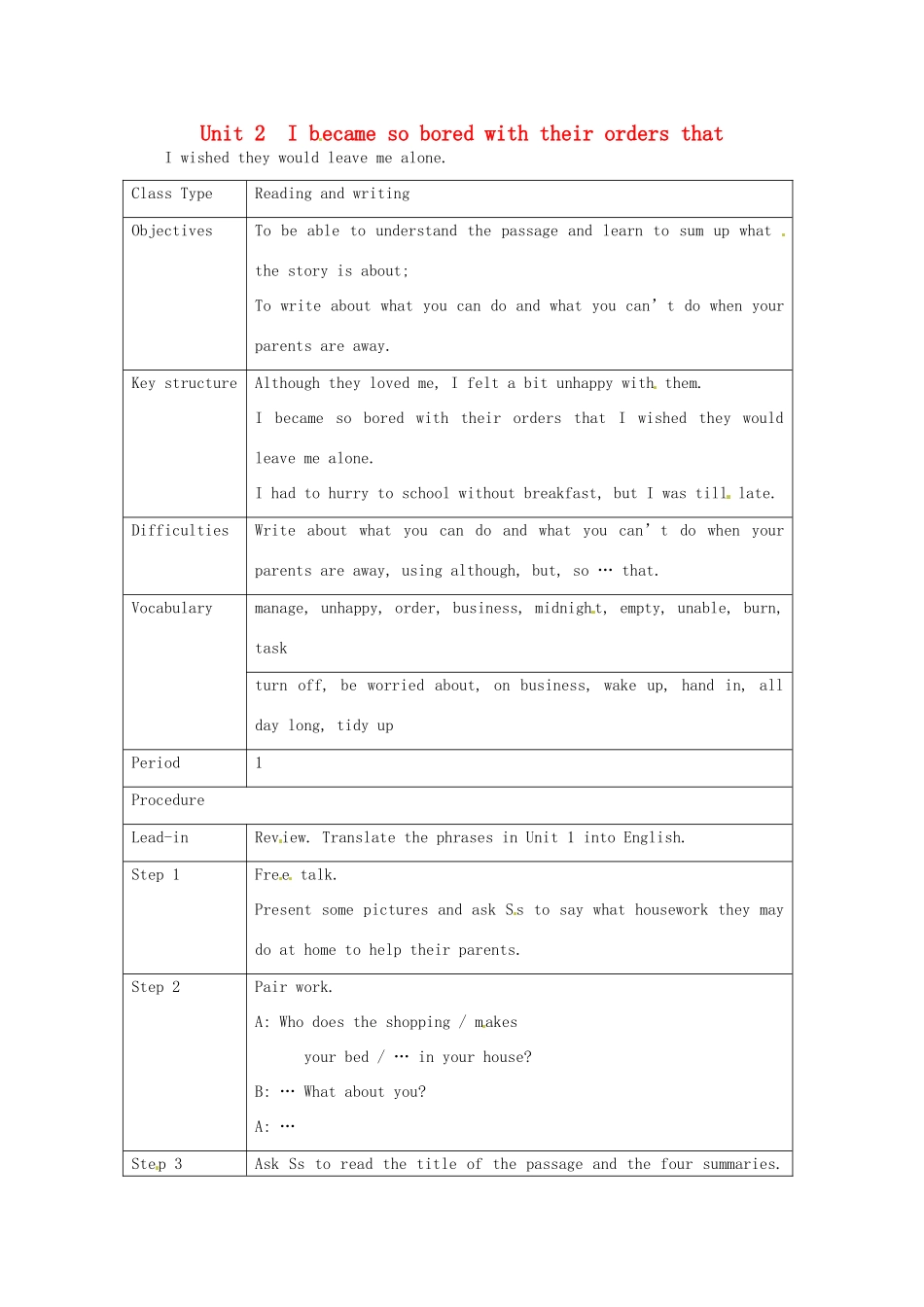 九年级英语上册《Module 4 Unit 2》教案 （新版）外研版-（新版）外研版初中九年级上册英语教案_第1页