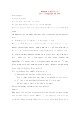 九年级英语上册 Module 7 Australia Unit 3 Language in use教案 外研版