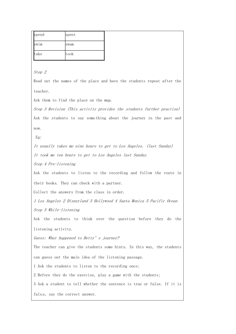 七年级英语下册 Module 12 A holiday journey Unit 1 I went to Los Angeles two years ago教案 外研版_第2页