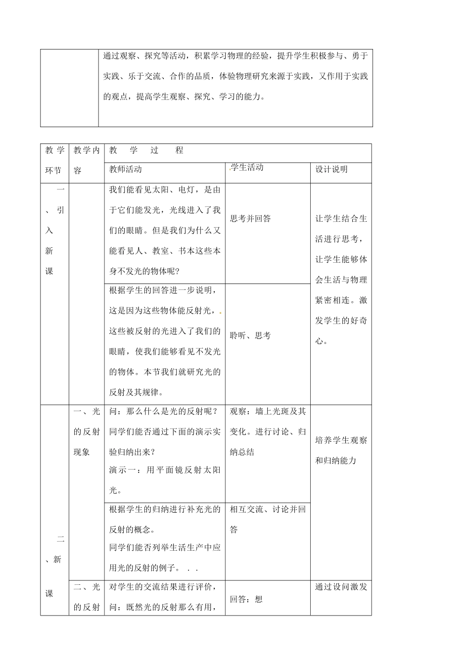 八年级物理上册 3.2《探究光的反射规律》教学设计 （新版）粤教沪版-（新版）粤教沪版初中八年级上册物理教案_第2页