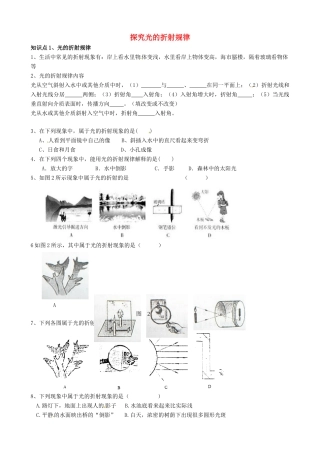 八年级物理上册 第三章《光和眼睛》3.4 探究光的折射规律同步练习（无答案） 粤教沪版