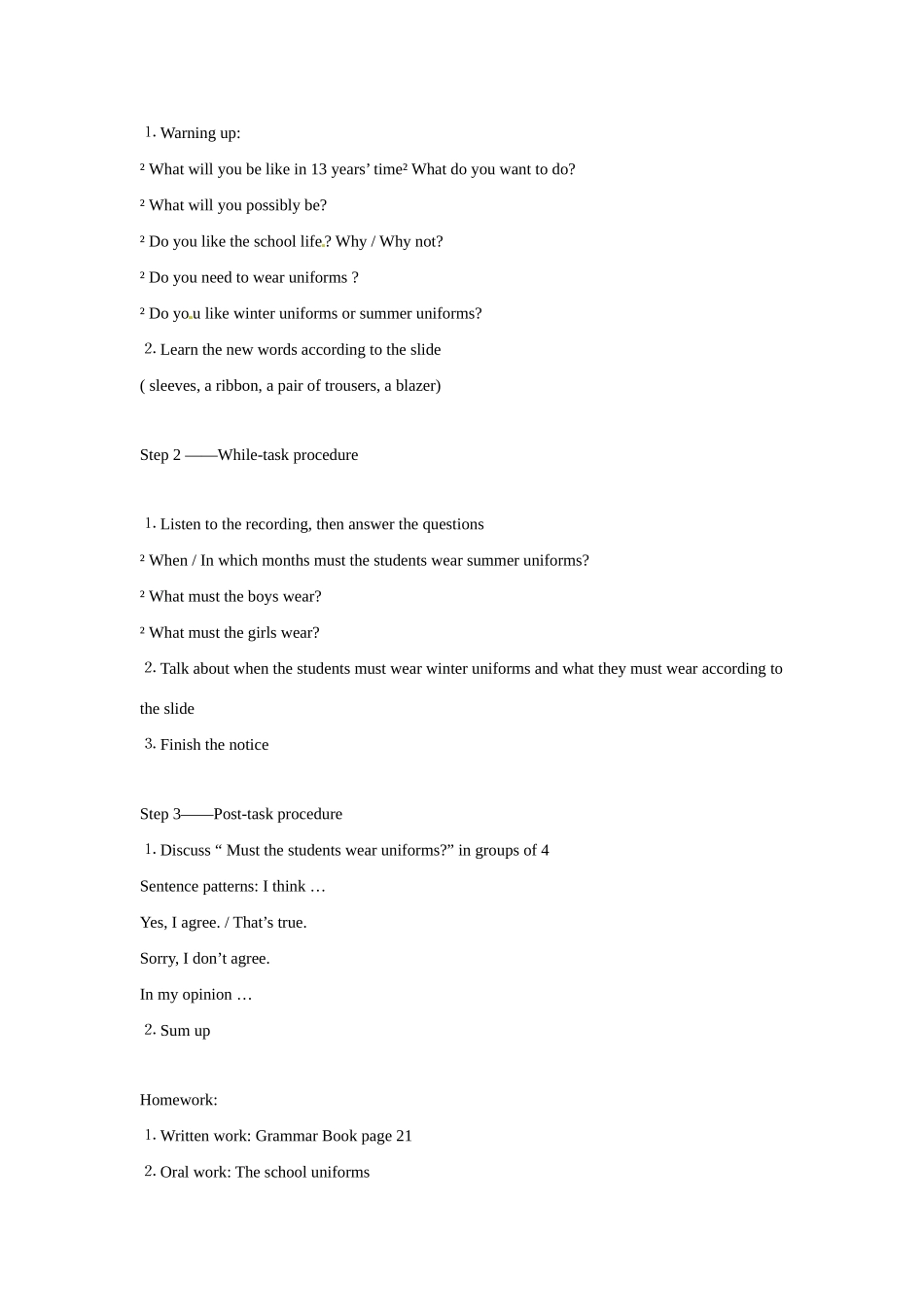 七年级英语上册 Module 1 Unit 2 Seasonal Changes教案 沈阳牛津版_第2页