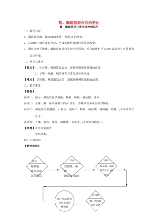 七年级科学上册 第8章 身边的溶液 8.2 形形色色的溶液 酸、碱溶液混合后的变化 酸碱溶液混合在生活中的运用教案设计 牛津上海版-牛津上海版初中七年级上册自然科学教案