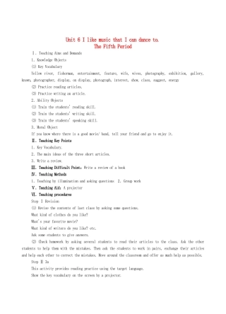 九年级英语全册 Unit 6 I like music that I can dance to The Fifth Period教案 人教新目标版