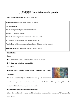 九年级英语 Unit4 What would you do人教版