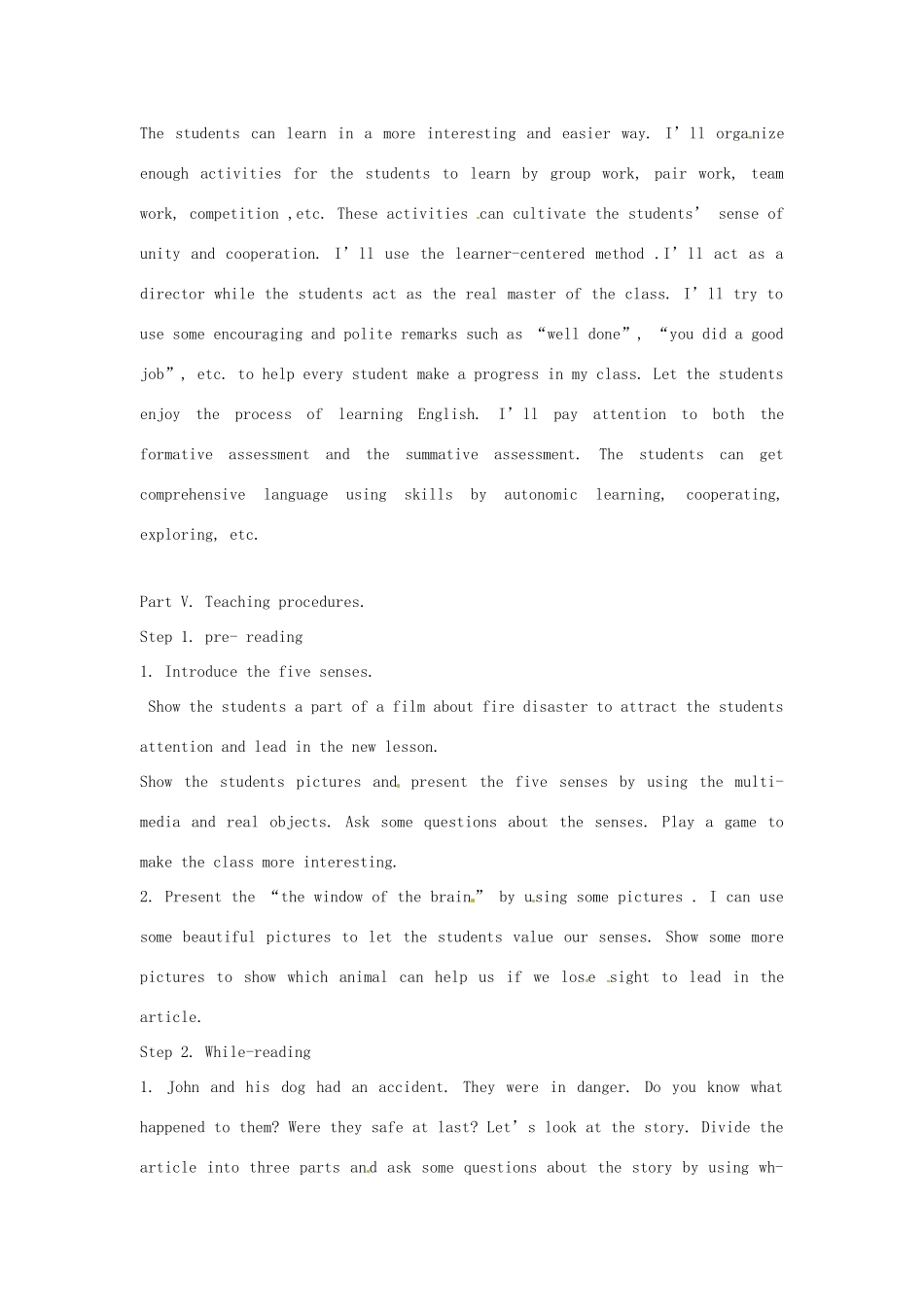 八年级英语上册 Chapter 2 A day in the life of … Reading教案 牛津沈阳版-牛津沈阳版初中八年级上册英语教案_第3页