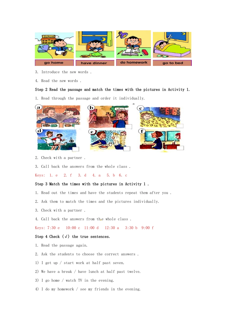 天津市武清区杨村第五中学七年级英语上册《Module 5 My school day Unit 2 We start work at nine o’clock.》教案 （新版）外研版_第3页