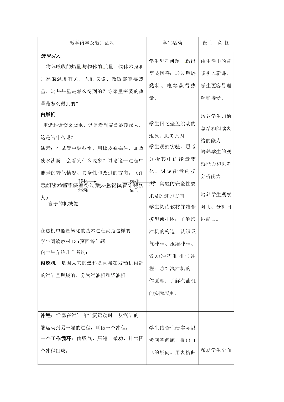吉林省四平市第十七中学九年级物理全册《14.1 热机》教案2 （新版）新人教版_第2页