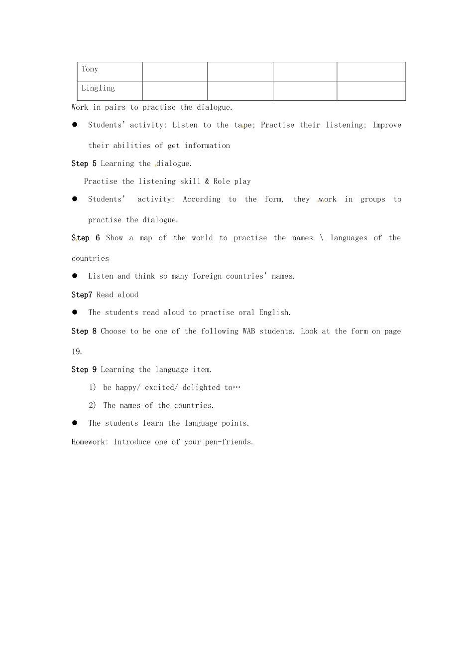 七年级英语上册 预备篇Module 2 Unit 1 It’s a classroom教案 外研版_第3页