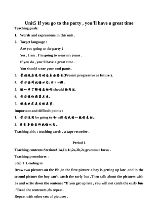 八年级英语Unit5 If you go to the party , you’ll have a great time 1新人教版