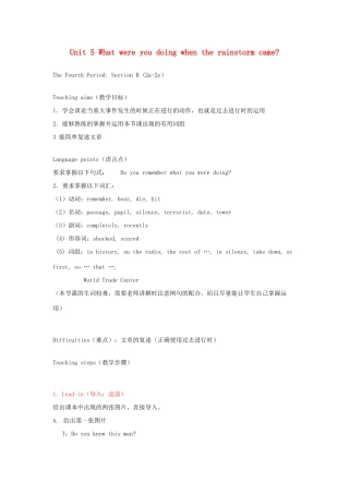 八年级英语下册 Unit 5 What were you doing when the rainstorm came Lesson PlanLesson Plan 4教案 （新版）人教新目标版