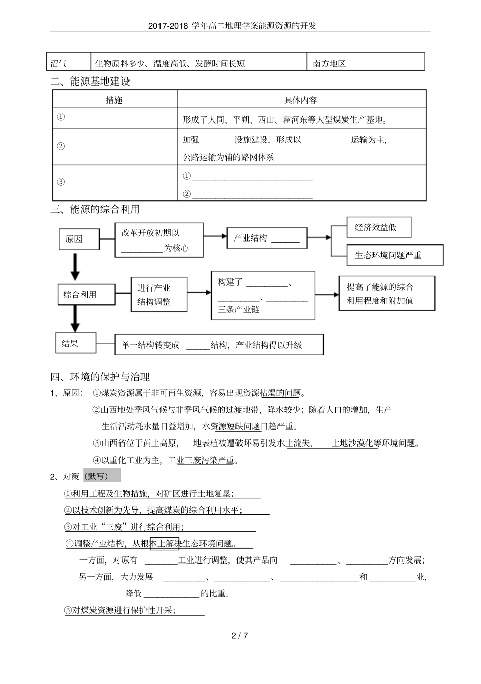 2017-2018学年高二地理学案能源资源的开发_第2页