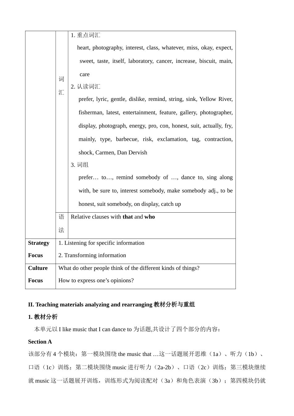 九年级英语 Unit6 I like music that I can dance to教案2_第2页