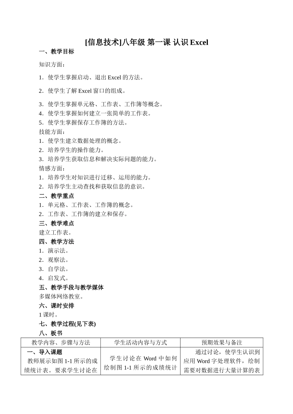 [初中信息技术]八年级 第一课 认识Excel_第1页