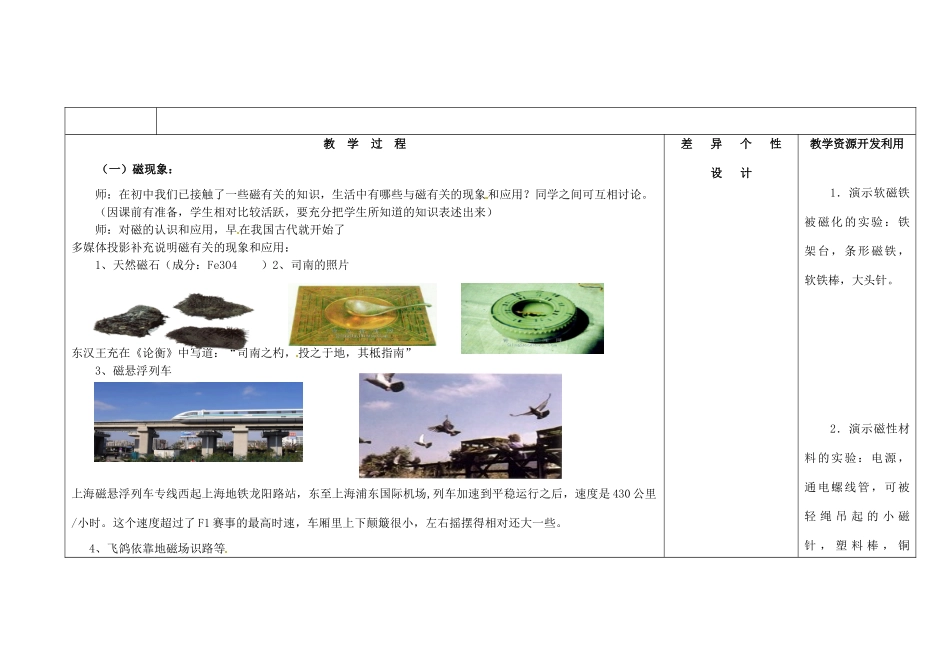 吉林省长春市第一零四中学九年级物理全册 20.1 磁现象 磁场教案 （新版）新人教版_第2页