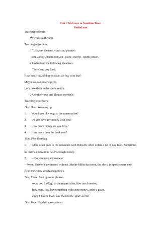 七年级英语7B Unit 3 Finding your wany Welcome to the unit . 教案 牛津版