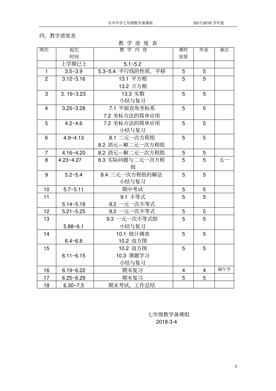 2017-2018新人教版七年级下数学教学计划_第3页