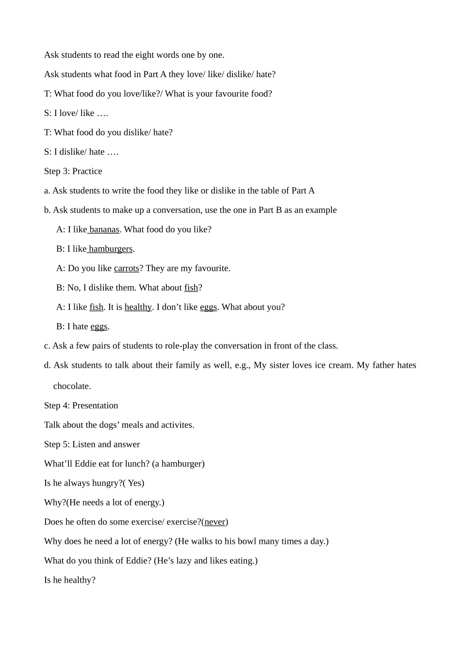 七年级英语Food(1)教案 牛津版_第3页