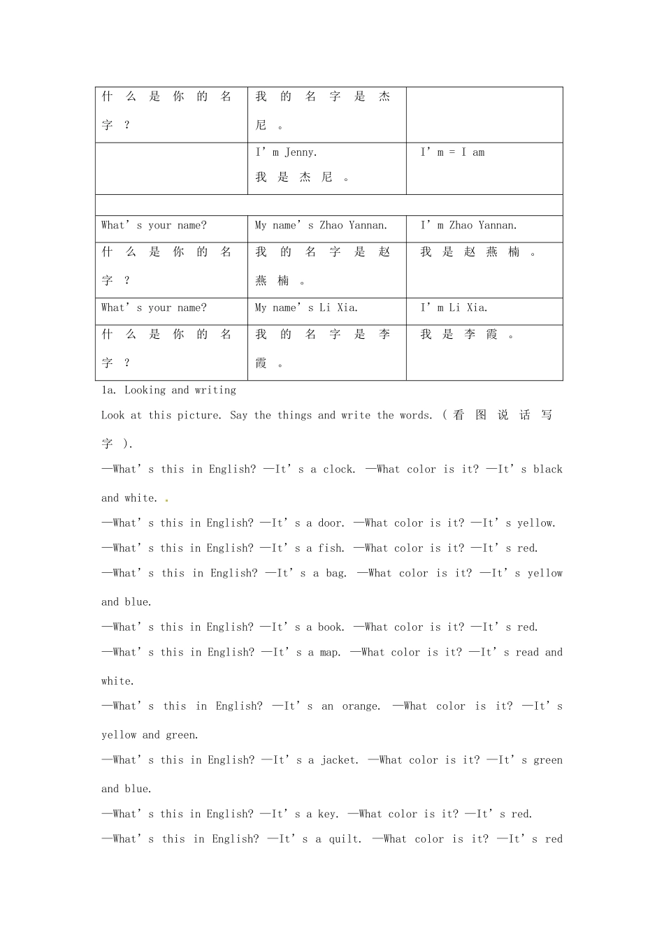 七年级英语上册 Unit 1 My name is Gina教学设计 （新版）人教新目标版-（新版）人教新目标版初中七年级上册英语教案_第2页