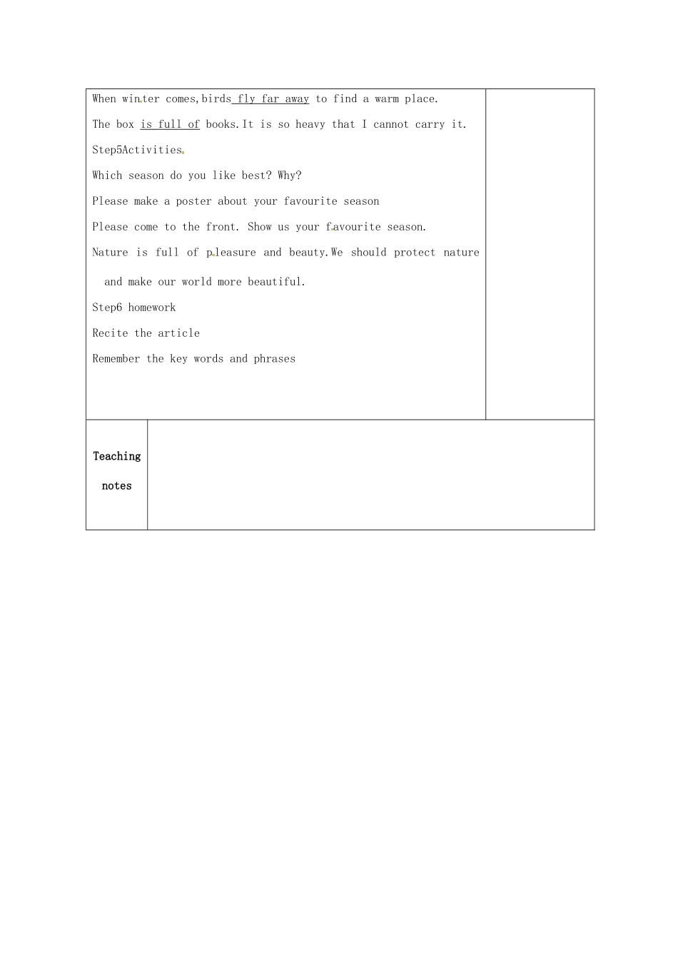 八年级英语上册 Unit 7 Seasons Reading 2教案 （新版）牛津版-（新版）牛津版初中八年级上册英语教案_第3页