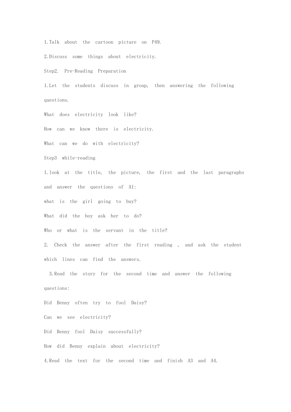 八年级英语下册 Unit 3 Electricity教案 （新版）牛津上海版-牛津上海版初中八年级下册英语教案_第3页