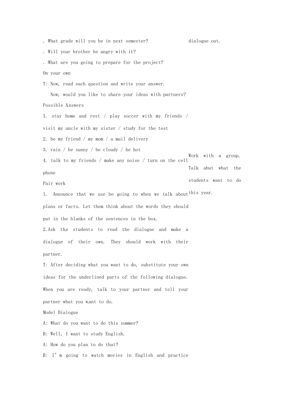 七年级英语下册 Unit 3 Going to a Movie Lesson 4教案 教科版_第2页