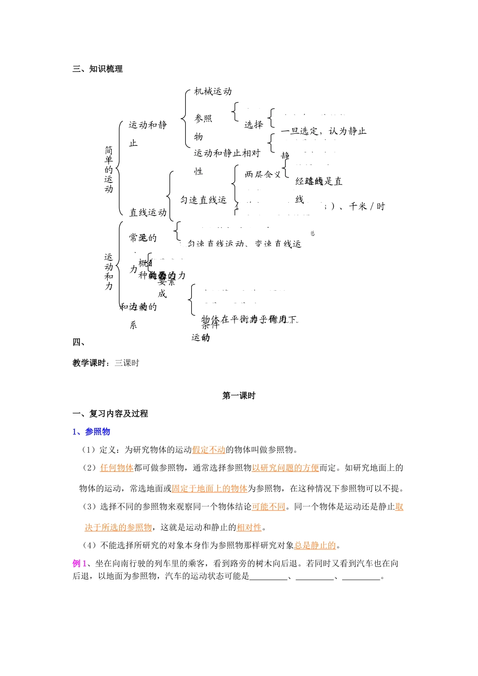 中考物理 第11章 运动和力复习教案 苏科版-苏科版初中九年级全册物理教案_第2页