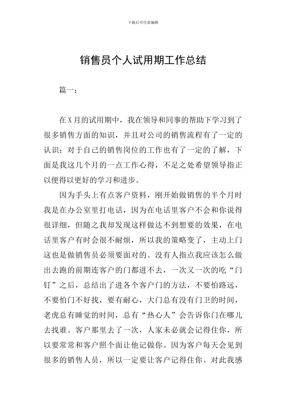 销售员个人试用期工作总结_第1页