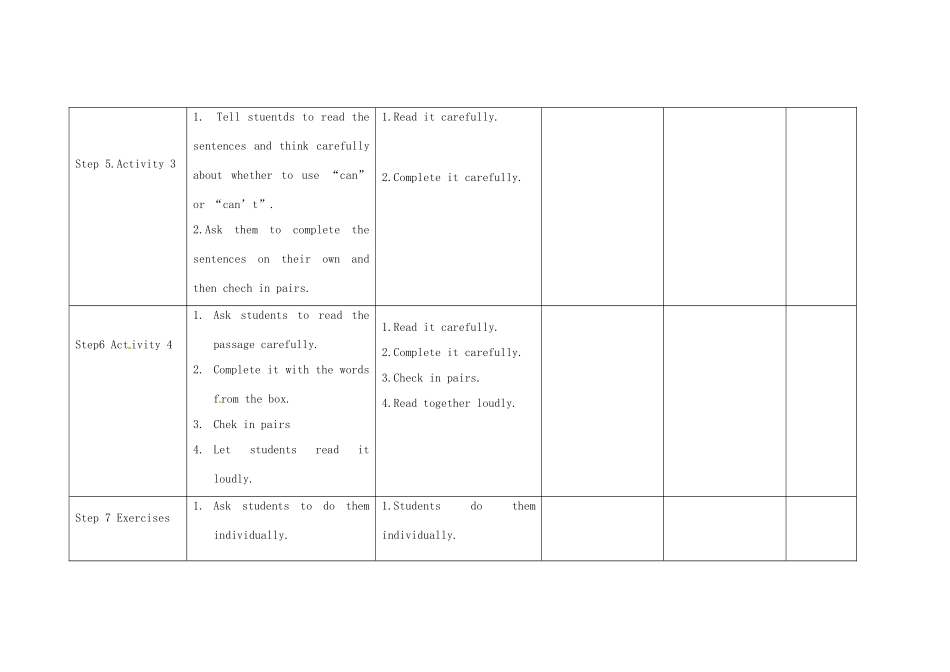 四川省华蓥市明月镇七年级英语下册 Moudle 2 What can you do Unit 3 Language in use教案1 （新版）外研版_第3页