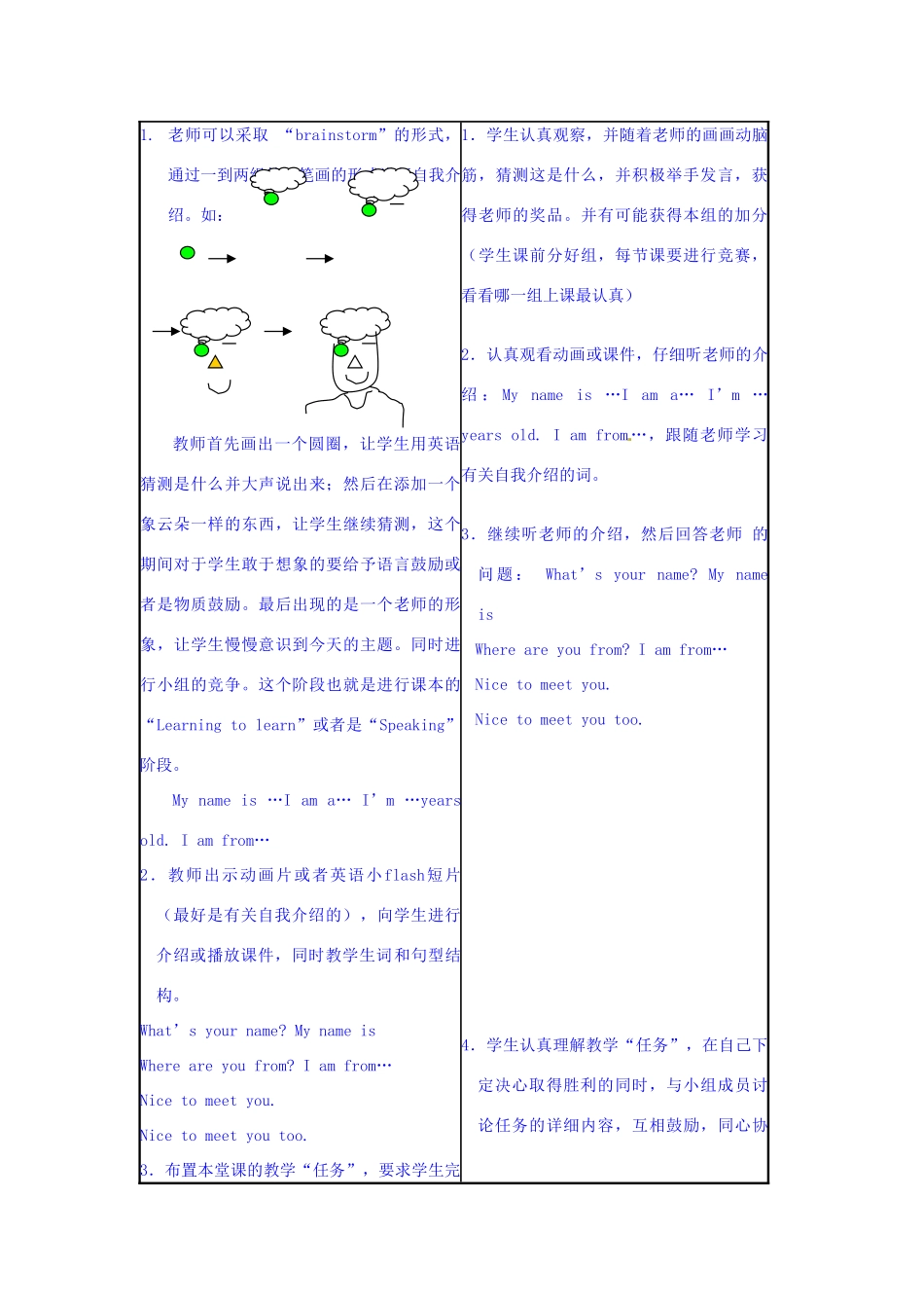 七年级英语上册 Module 1 Nice to meet you教案1 外研版_第3页