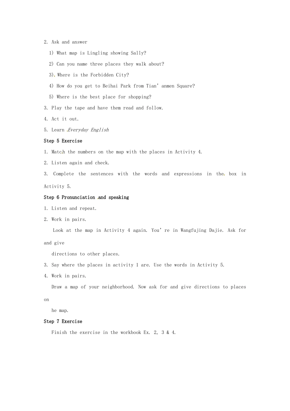 天津市武清区杨村第五中学八年级英语上册《Module 8 Around town Unit 1 How do I get to the Forbidden City》教案 外研版_第2页