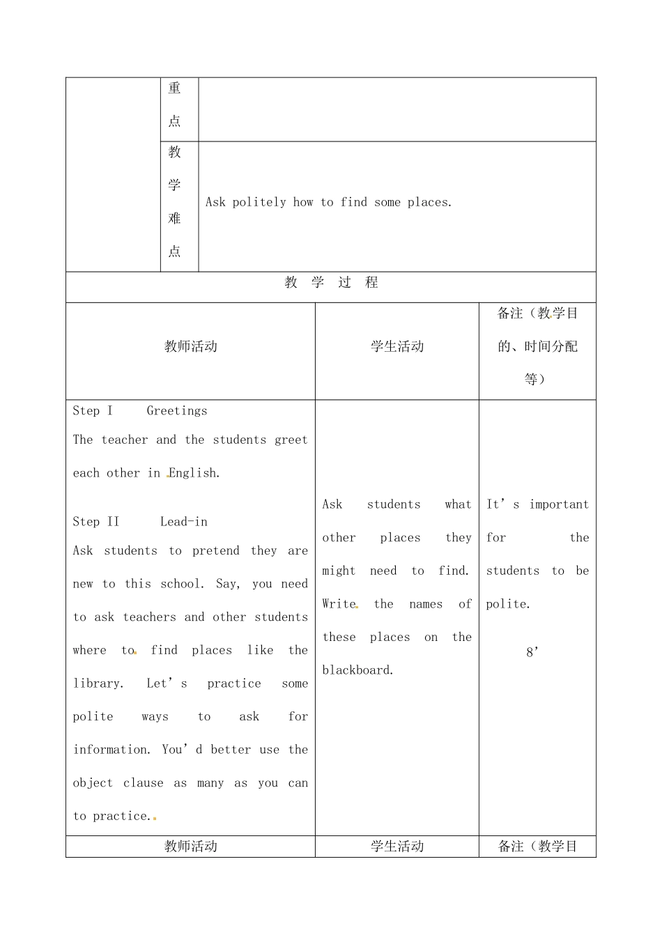 吉林省四平市第十七中学九年级英语全册《Unit 11 Could you please tell me where the restrooms are》Part 1 Section A教案 人教新目标版_第2页
