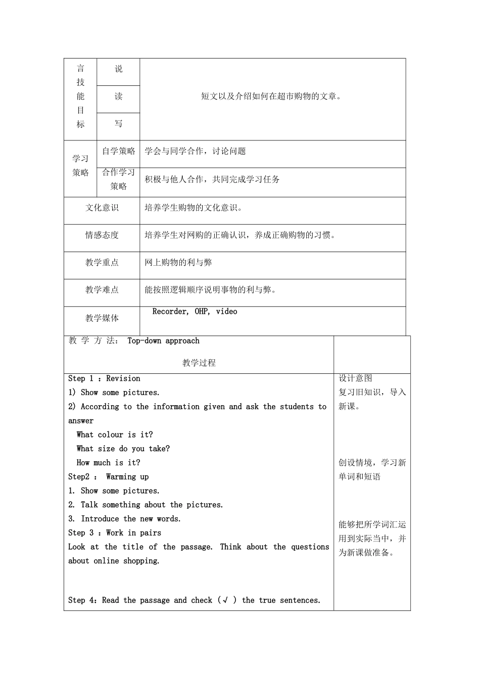 天津市宝坻区新安镇七年级英语下册 Module 5 Shopping Unit 2 You can buy everything on the Internet教学设计 （新版）外研版-（新版）外研版初中七年级下册英语教案_第2页