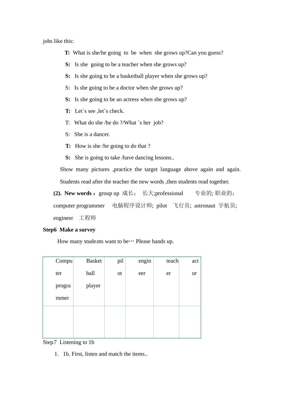 七年级英语下册：Unit 7 I'm going to be a basketball player（教案6）鲁教版_第3页