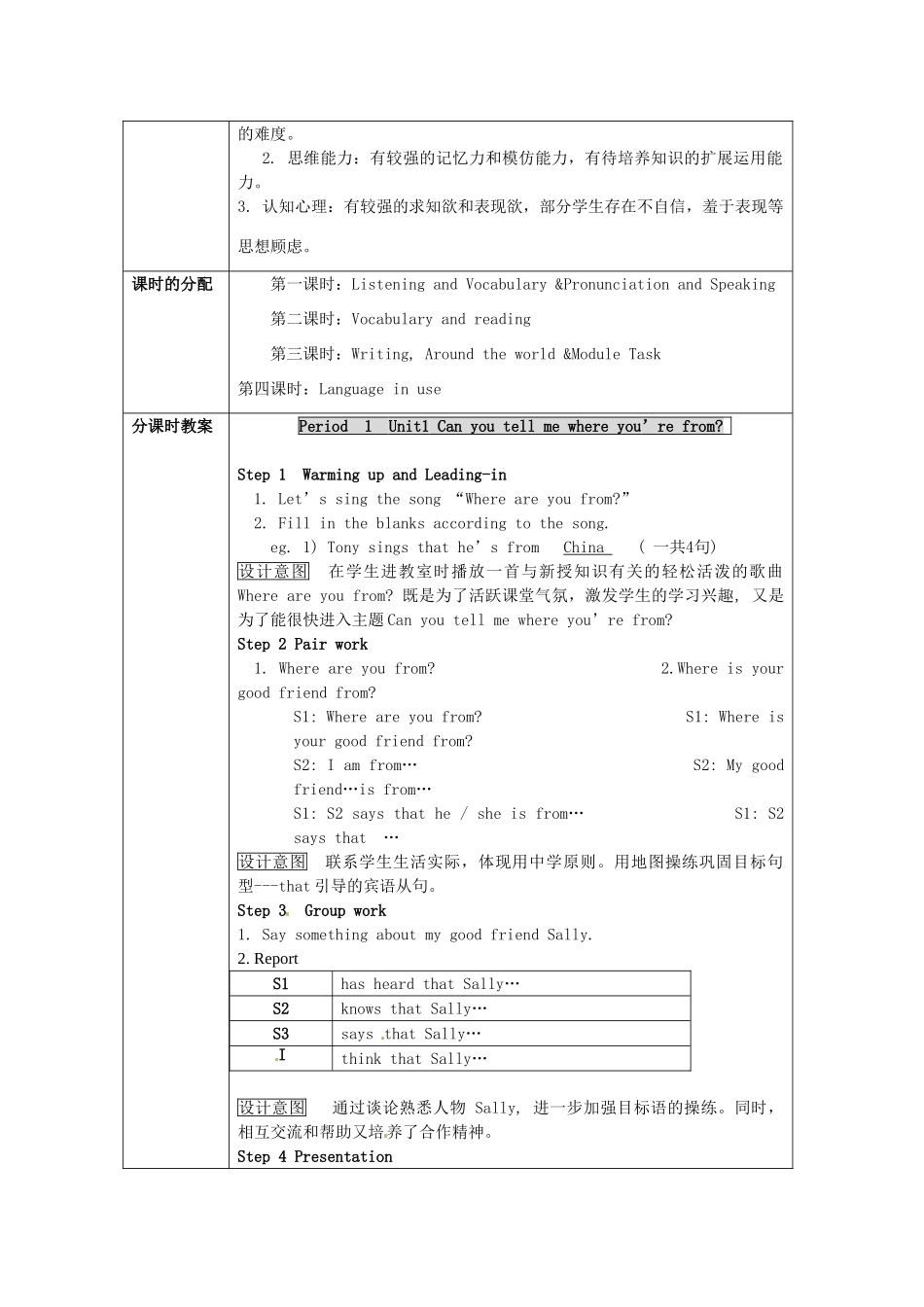天津市武清区杨村第五中学八年级英语下册《Module 2 Friendship Period 1 Unit 1 Can you tell me where you’re from》教案 外研版_第2页